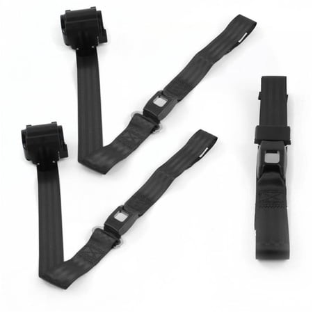 AMC 1958-1988 Standard 2 Point Black Retractable Bench Seat Belt Kit - 3 Belts