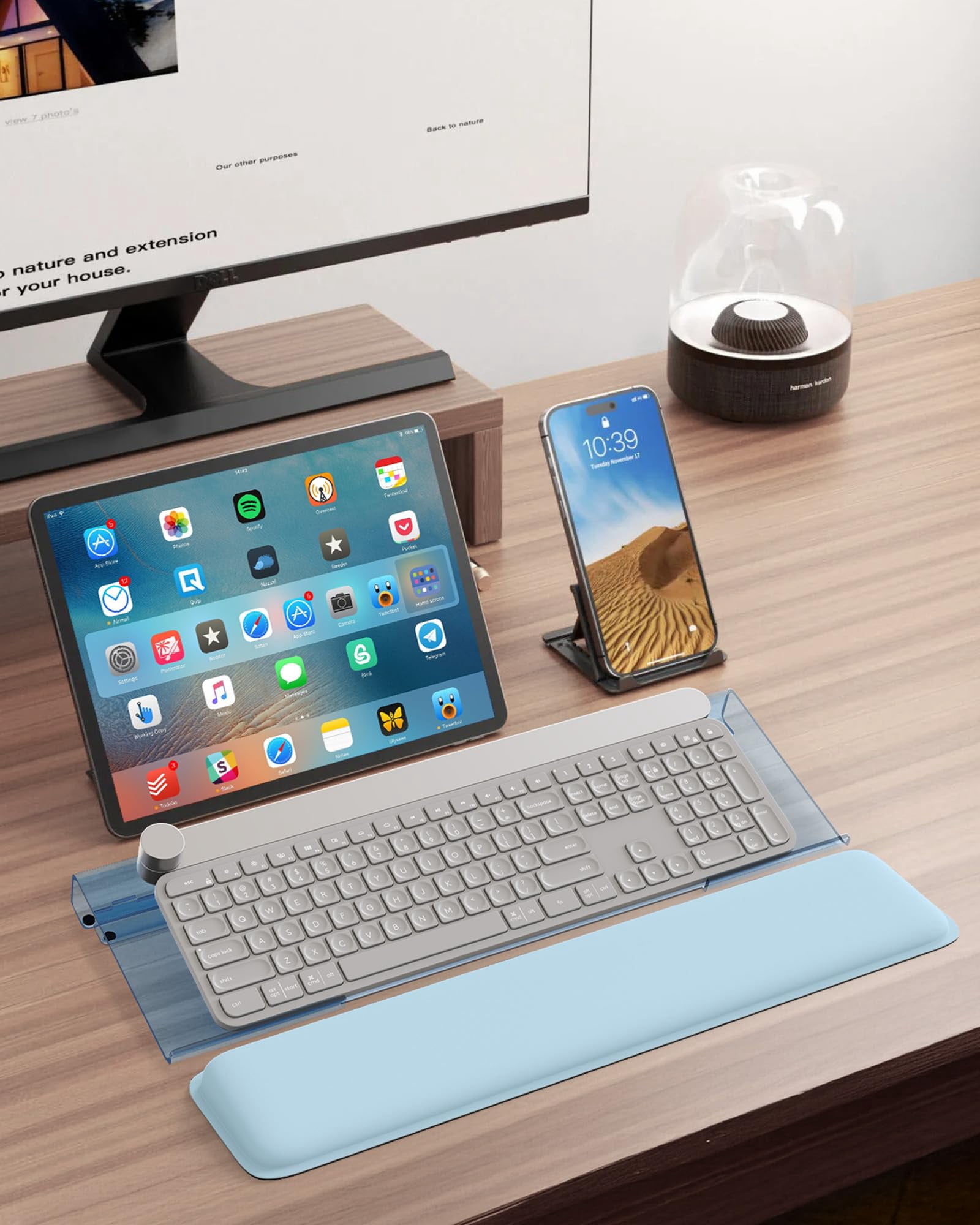 Computer Stand For Desktop  Wrist Rest 2-level Height Adjustment Non-slip Key Board Riser Pad Office Gaming And Home Desks