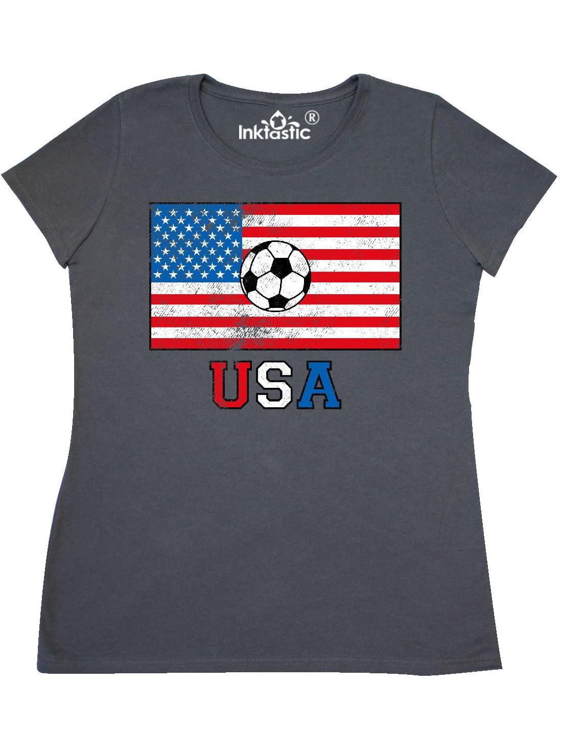 INKtastic - Inktastic USA Soccer Adult Women's T-Shirt Female Charcoal