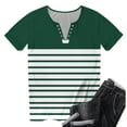 thumbnail image 5 of Tops for Women Short Sleeve V-Neck Color Block Button Blouses for Women 2025 Trendy T Shirt Green M, 5 of 5
