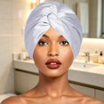 thumbnail image 2 of Miaoju Adjustable Silk Bonnet Satin Curly Hair Wrap for Sleeping Women Breathable Night Turban for Small Large Short Coily, Double Layer, 2 of 5