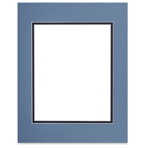 Blick Double Mat - Biscay Blue / Newport Blue, 11" x 14" (7-1/2" x 9-1/2" Opening)
