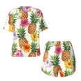 thumbnail image 5 of Naloa Hawaiian Pineappl Women's Short-Sleeved Pajama Set, Loungewear, Summer pajamas, Breathable Cozy - Medium, 5 of 9