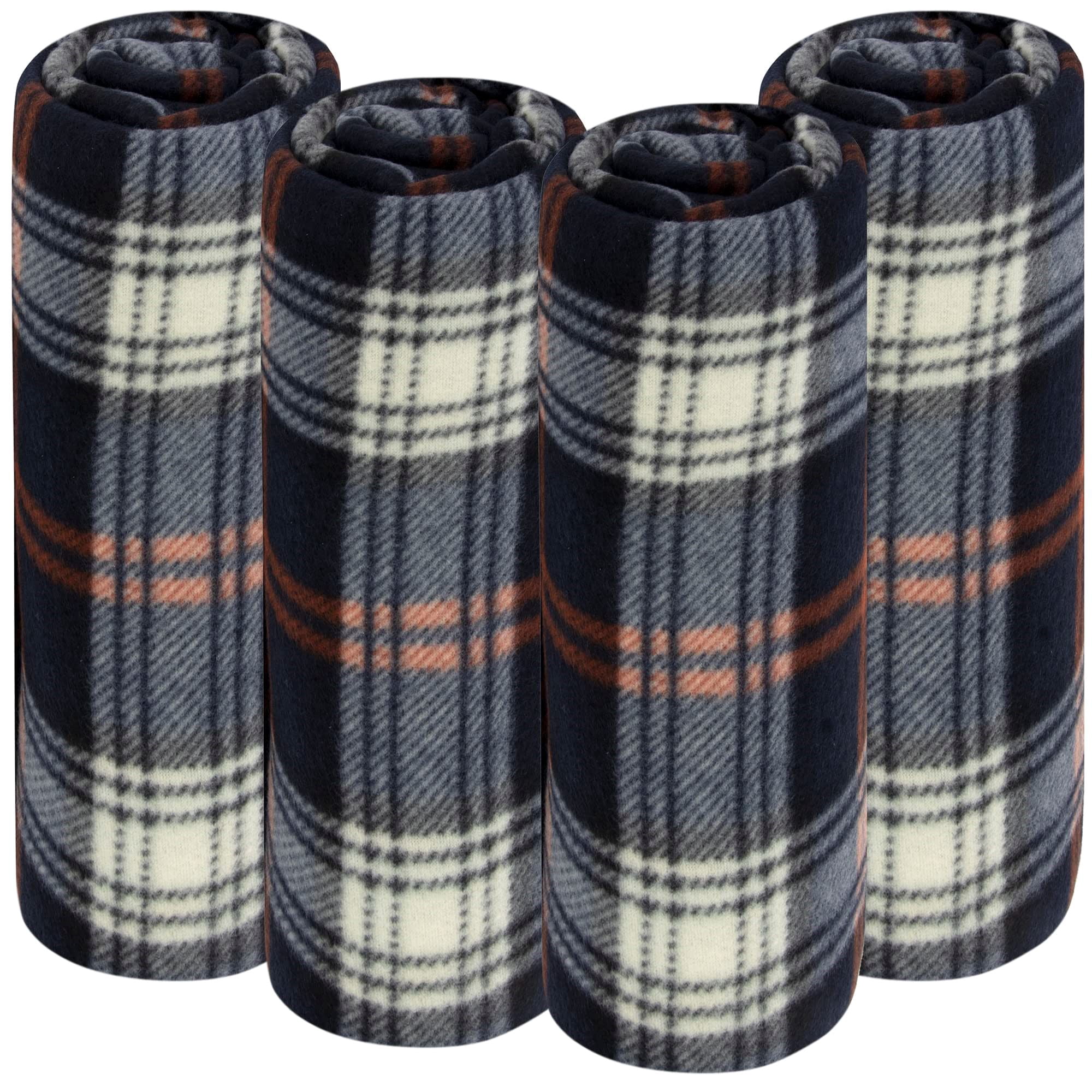 24 Pack of Bulk Wholesale 60”L x 50”W Plaid Color Fleece Throw Blankets for Fall, Winter, Spring, Summer, Men, Women, Children, Homeless, Charity Donation Drives in Black Plaid