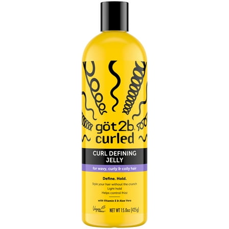 got2b Curled Curl Defining Jelly, Wavy, Curly, Coily Hair, Light Hold Frizz Control, 15 oz