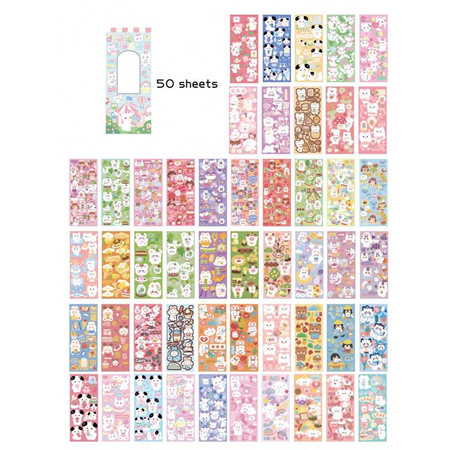 50pcs Kawaii Cute Stickers For DIY Photo Album, Scrapbooking, Journal Decoration