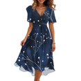 thumbnail image 2 of Spring Summer Chiffon Midi Dresses for Women 2026 Elegant Classy Wedding Guest Floral Formal Cocktail Prom Dress, 2 of 6