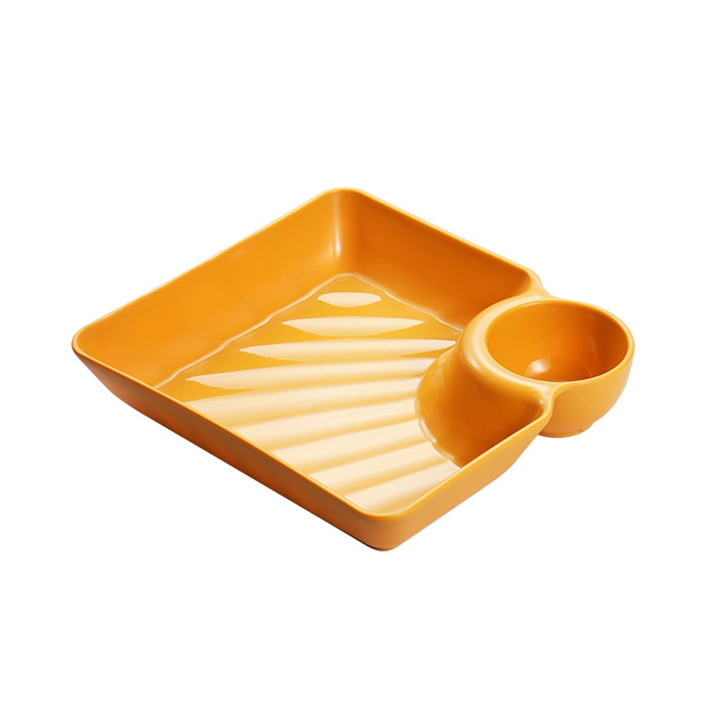 Dumpling Plates with Sauce Compartment Square Serving Plates with