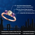 thumbnail image 2 of Gem Stone King 18K Rose Gold Plated Silver Peach Morganite and Purple Amethyst Engagement Ring for Women | 1.55 Cttw | Round 6MM | Gemstone October Birthstone | Size 6, 2 of 6