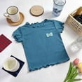 thumbnail image 4 of Girls Ruffle Sleeve T Shirts Summer Short Sleeve Casual Cute Crewneck Tops Tees 3-4 Years, 4 of 4