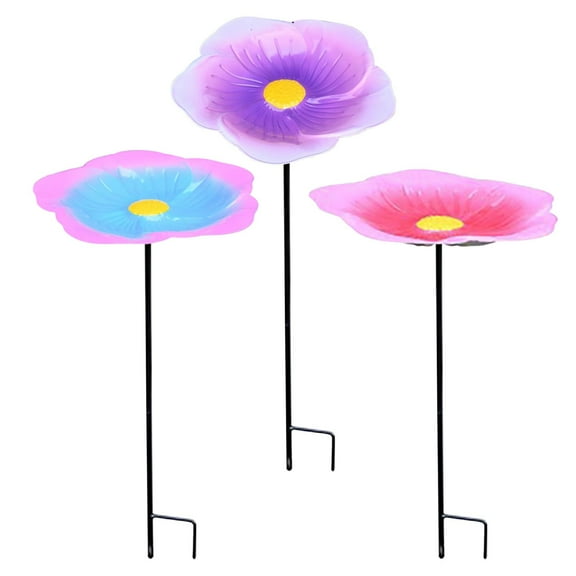 PRETXORVE Bird Feeder, Lawnss Outdoor Ground Bird Feeder Flower Bird Bath Water Feeding Iron Bird Feeder Courtyard Decoration