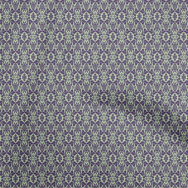 oneOone Velvet Violet Fabric Damask Sewing Material Print Fabric By The Yard 58 Inch Wide