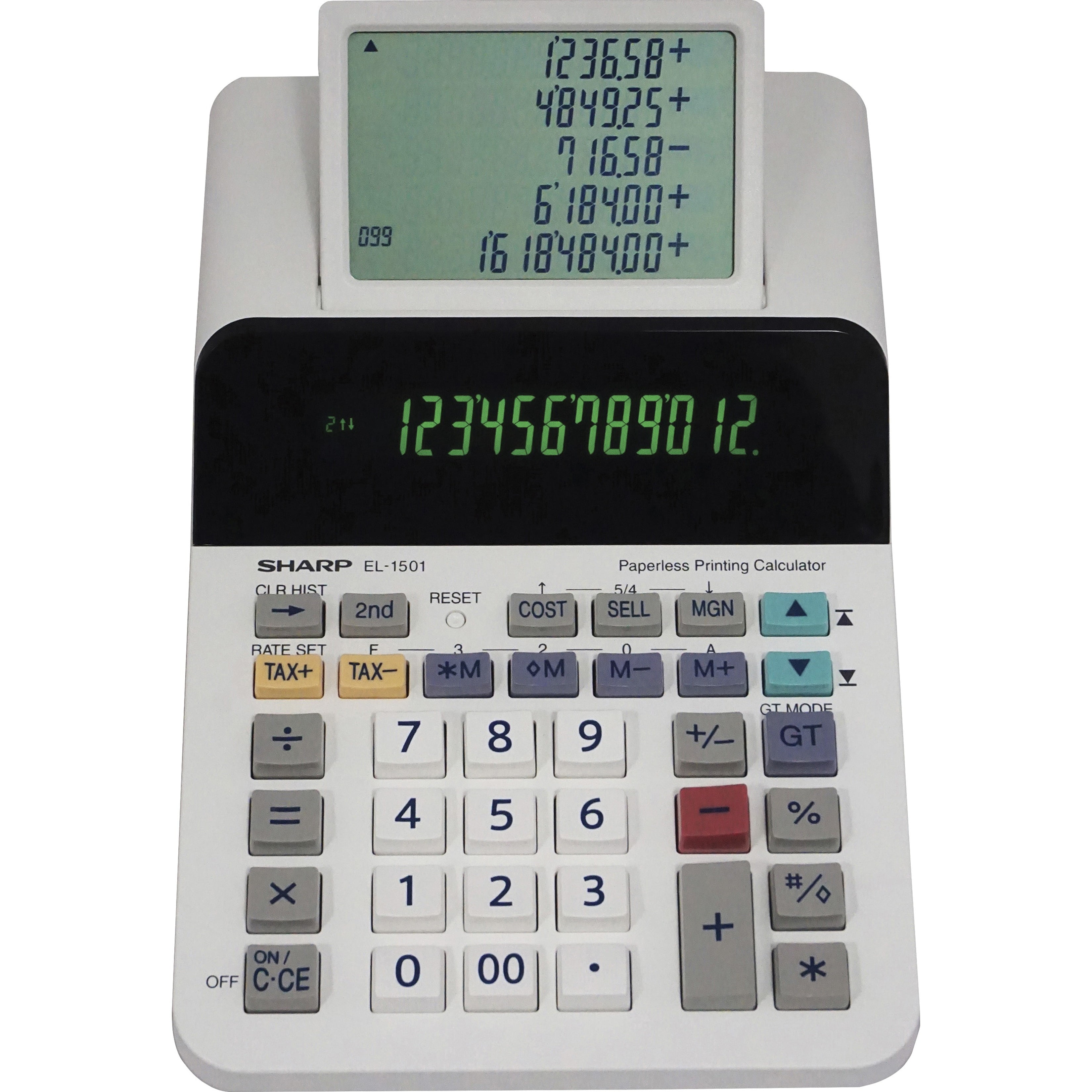 Sharp EL-1197PIII Heavy Duty Color Printing Calculator with Clock and Calendar 