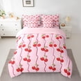 thumbnail image 2 of Feelyou Kawaii Pink Cherry Bedding Comforter Set 7pcs, Princess Cartoon Full Bedding Set, 2 of 8