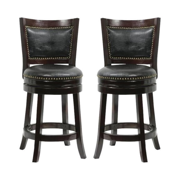 Home Square 24" Bristol Swivel Bar Stool in Cappuccino - Set of 2