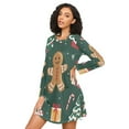 thumbnail image 3 of FORMRS Womens Long Sleeve Nightgowns Crew Neck Sleep Shirt Soft Pajamas Sizes S-3XL, Green Christmas Gingerbread, 3 of 8