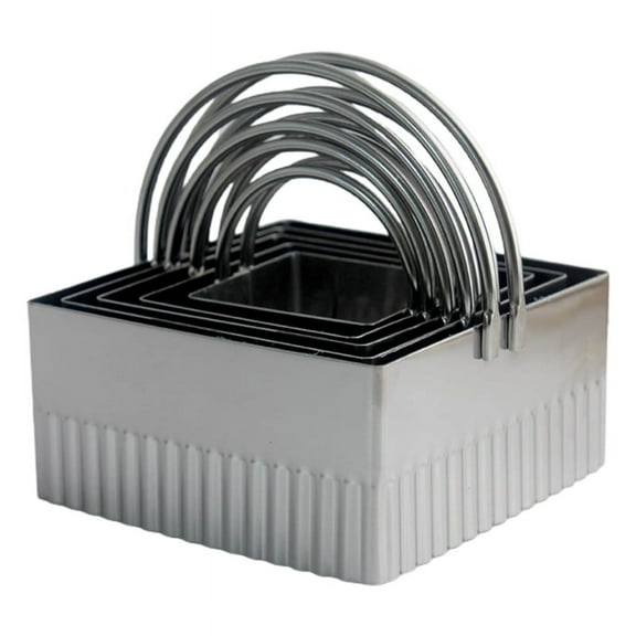 5 Pcs Square Biscuit Cutters with Handle Stainless Steel Cake Decoration Mold
