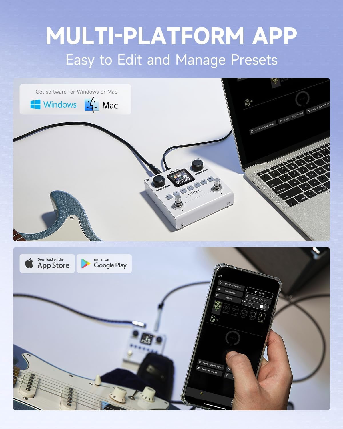 Donner Pocket-X Multi Effects Digital Guitar Pedal with 6 Effects Modules, 80 Presets, 20 IRs