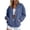 Navy, variant on Feancey Womens Snap Button Bomber Jackets Y2K Casual Collarless Varsity Jacket Drop Shoulder Long Sleeve Lightweight Outerwear with Pockets L