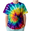 thumbnail image 2 of MUXiin Tie Dye Shirt Kids Neon Shirts for Boys Girls Crewneck Short Sleeve Tee 6-16 Years, 2 of 4
