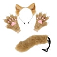 thumbnail image 3 of Conjunto de diadema con orejas de animales y guantes con cola para mujer y niña. Diadema con orejas de felpa de imitación. Camello, 3 of 9