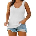 thumbnail image 5 of Basic Lace Trim Tank Tops for Women Summer Ribbed Pullovers Loose Sleeveless Going Out Casual T-Shirt, 5 of 7