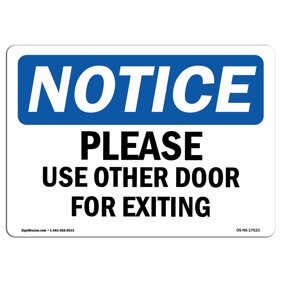 OSHA WARNING Sign - Please Use Other Door For Exiting | Choose from ...