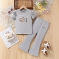 thumbnail image 2 of HCNTES Little Girls Spring Summer Clothes 2 Piece Outfit Set Girl School Pants and Girl School Shirts Suit Kids Girl Clothing Set 3T 4T 5T 6T 7T(H03-Grey,6-7 Years), 2 of 7