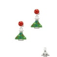 thumbnail image 2 of Delight Jewelry Silvertone Green Resin Christmas Tree with Crystals Red Crystal Clip on Earrings, 2 of 5