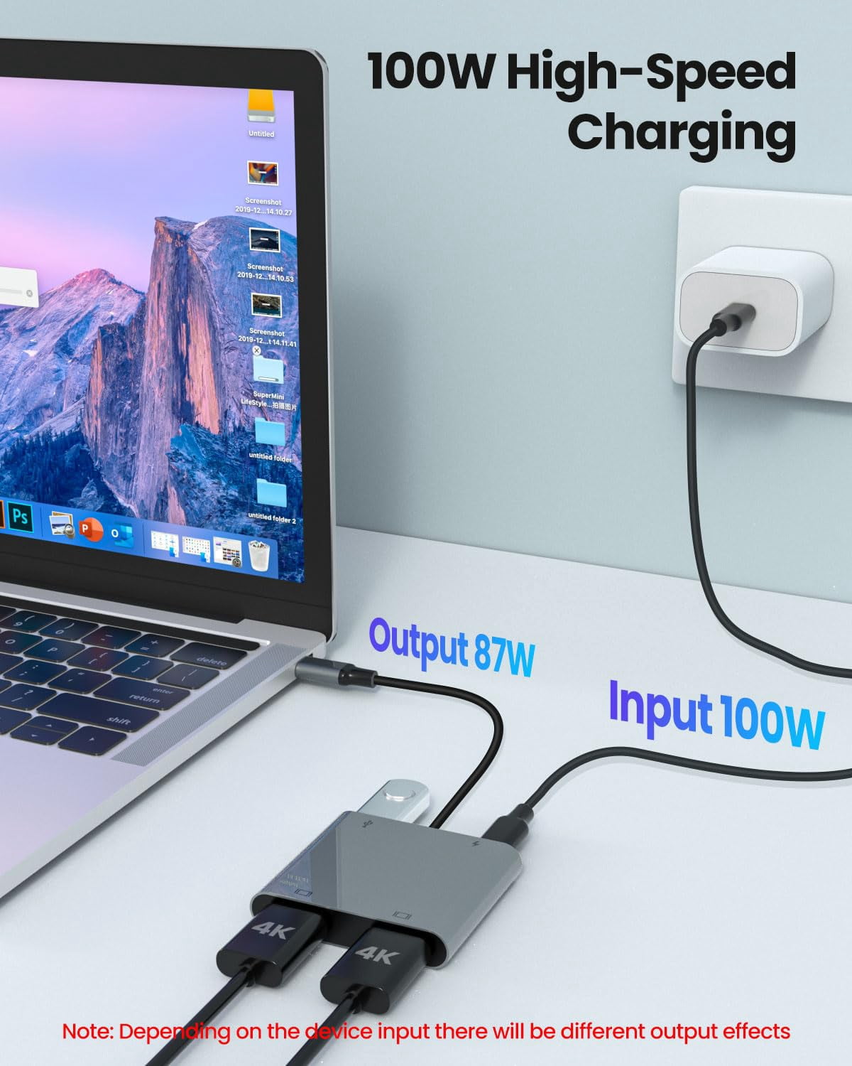 Docking Station Dual Monitor for Laptop, USB C to Dual HDMI Adapter 4k@30hz,Hub 4 in 1 Type C to 2 HDMI, USB 3.0 Port, USB C PD Charge,Dual Screen Display Docking Station for Windows,MacOS MacBook