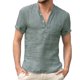 thumbnail image 1 of Camiseta de manga corta para hombre, camisa de tela de algodón con apertura media frontal, Top con cuello levantado para verano, 1 of 6