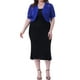 thumbnail image 2 of Cárdigans cortos de mujer plus size Agnes Orinda, con frente abierto, mangas cortas, encaje floral y boleros transparentes 2X azul real, 2 of 6
