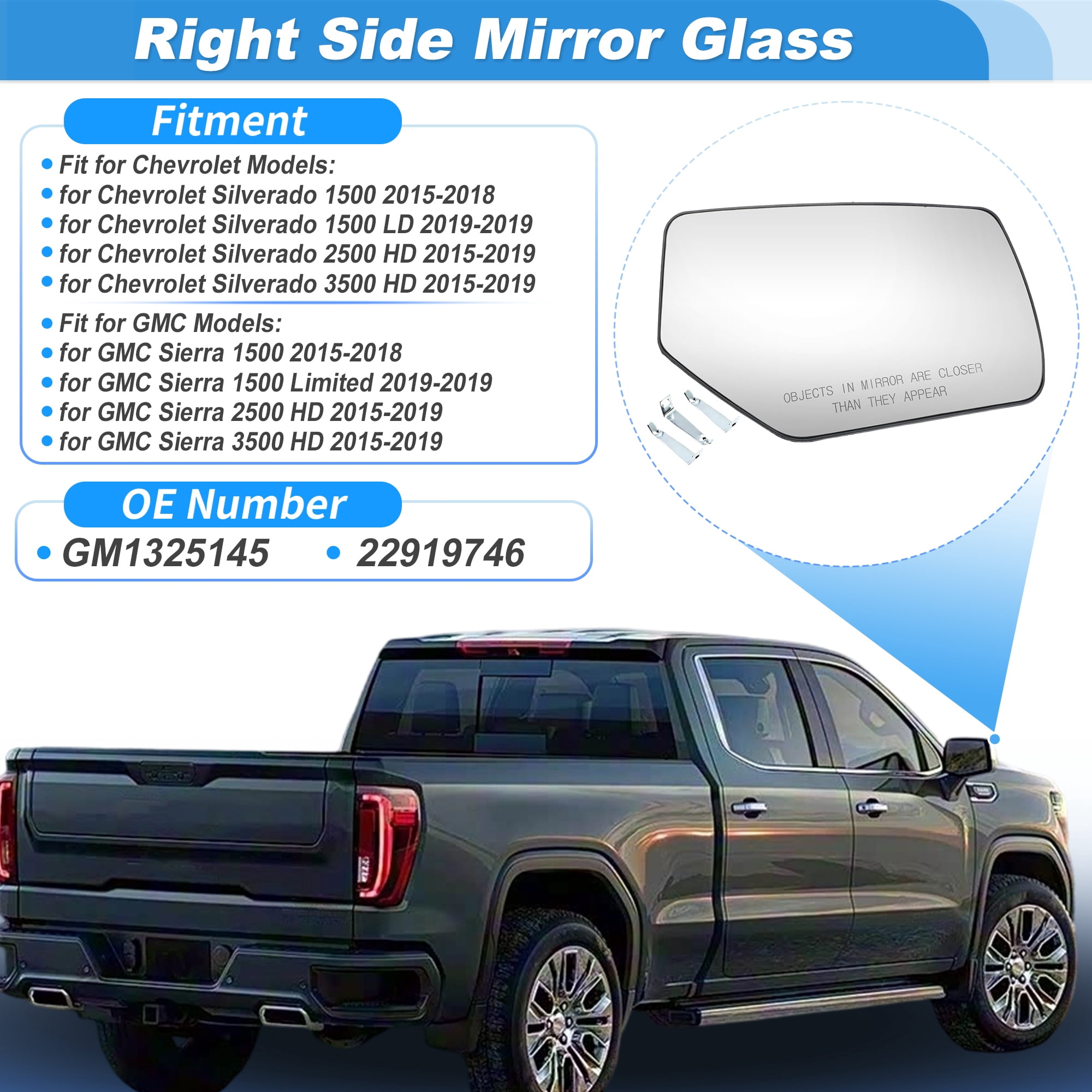Unique Bargains Heated Mirror Glass for GMC Right Side