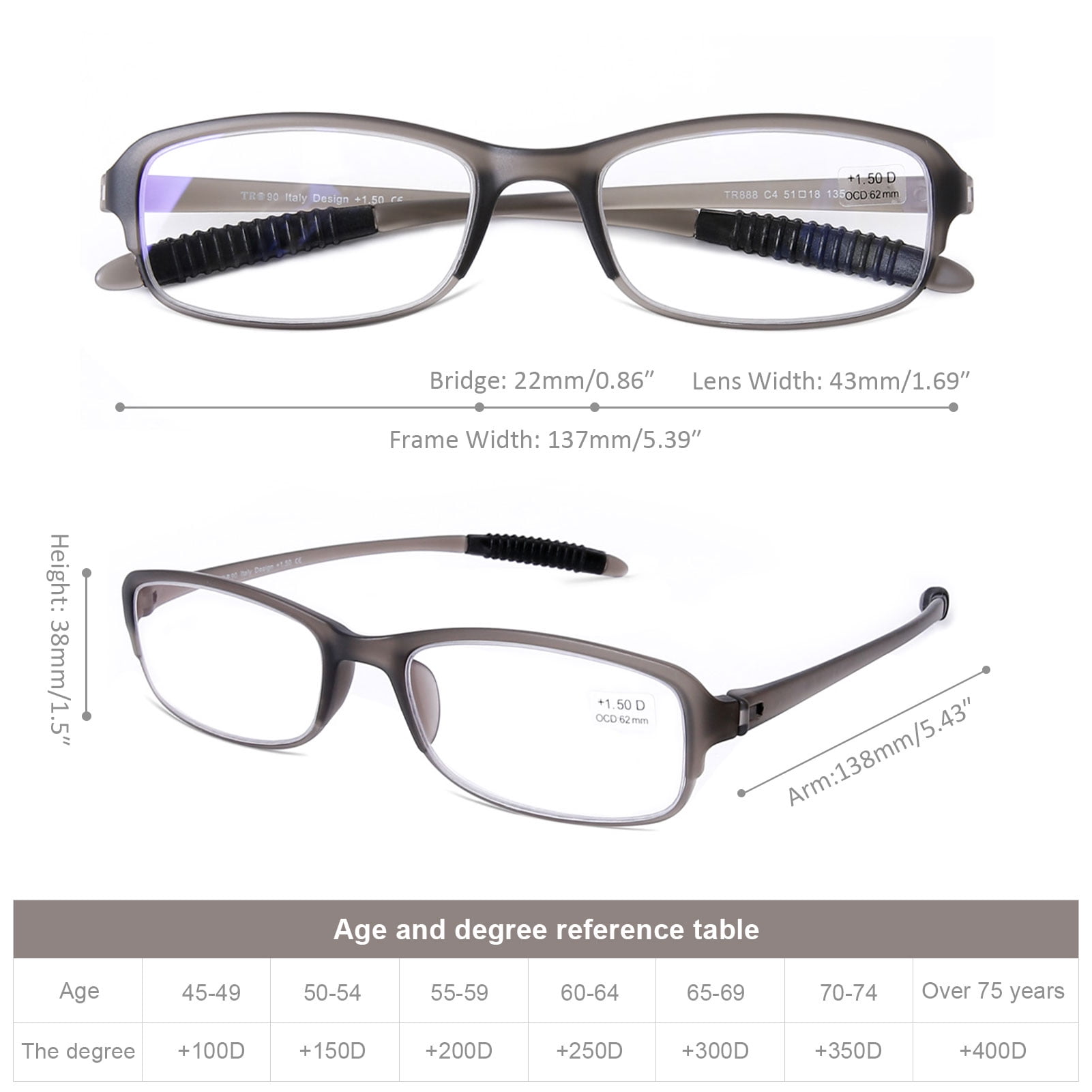 DOOViC 4 Pack Blue Light Blocking Reading Glasses 2.00 Anti Eyestrain TR90 Flexible Ultralight Readers for Women Men