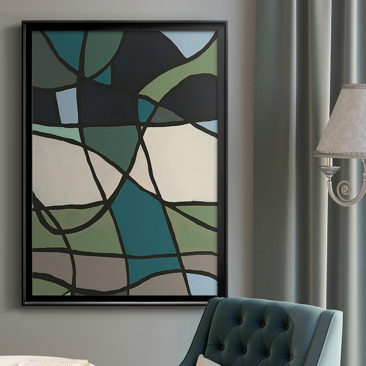 Multicolor Stained Glass I Premium Framed Print, in Gold, Black, or Silver - Ready to Hang