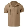 thumbnail image 4 of Krdevn Men's Summer Solid Color Linen Shirt Hooded Short Sleeve Casual Beach T Shirt,XXL, 4 of 4