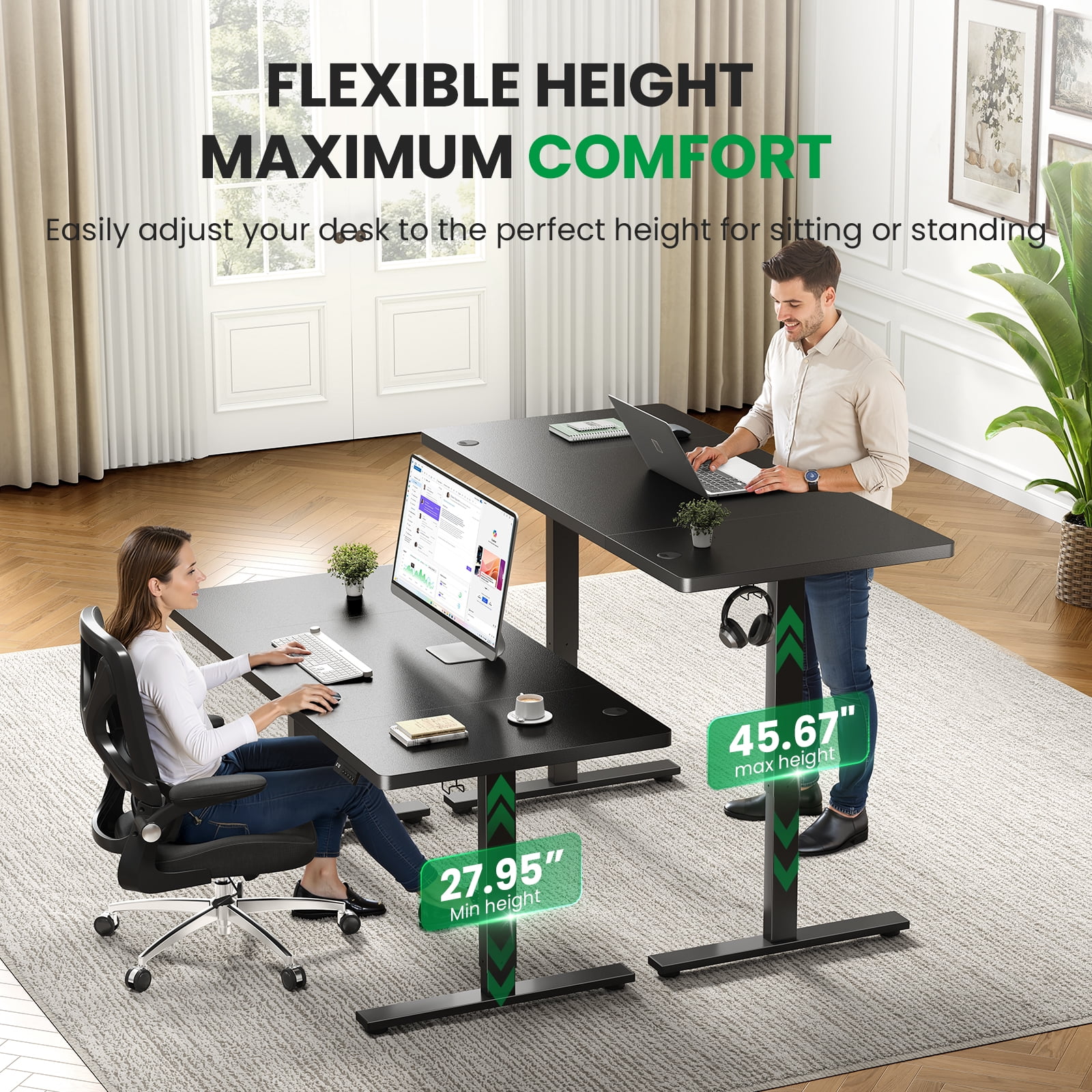 Standing Desk – 1" Thickened Desktop & Heavy-duty Frame, Adjustable Height Electric Desk With Memory Controller