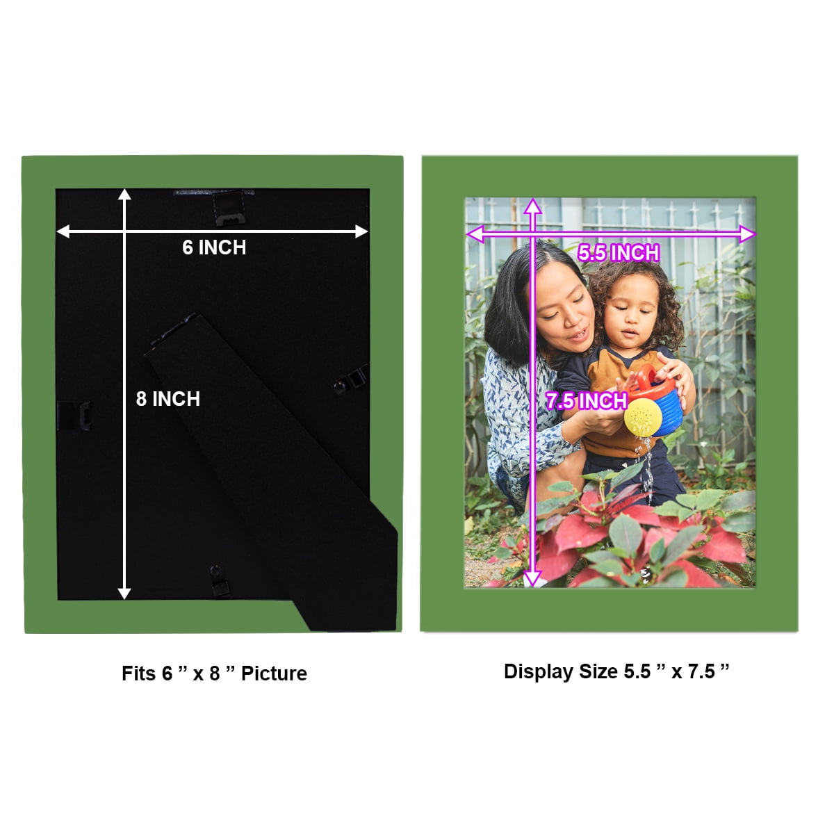 Modern Real Wood 6x8 inch Picture Frame in Green