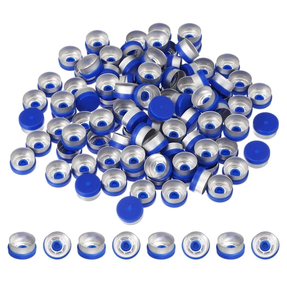 Uxcell 250 Pcs Flip Off Caps, 13mm Aluminum Plastic Flip Off Top Caps Vial Seals for Lab Glass Vial Oral Liquid Bottles Freeze Dried Bottles, Blue