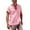 Pink, variant on Mens Short Sleeve Band Collar Casual Button Down Shirts Summer Beach Vacation Hippie Tops Lightweight Breathable Untucked Regular Fit Solid Apparel with Pocket