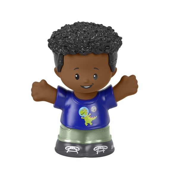 Replacement Part for Fisher-Price Little People School Playset - HBW74 ~ Replacement African-American Boy Figure ~ Wearing Purple Space Dinosaur Shirt ~ Works Great with other playsets too!
