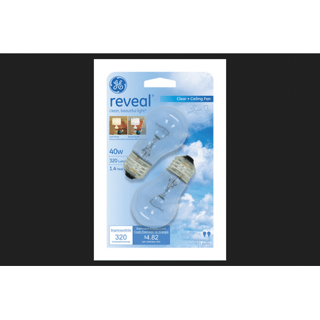 GE Lighting 48696 Reveal Ceiling Fan Light Bulb-40W CLR CEILING FAN BULB