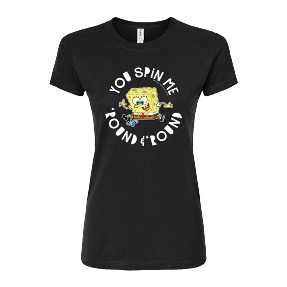SpongeBob SquarePants - You Spin Me Round And Round - Juniors Fitted Graphic T-Shirt