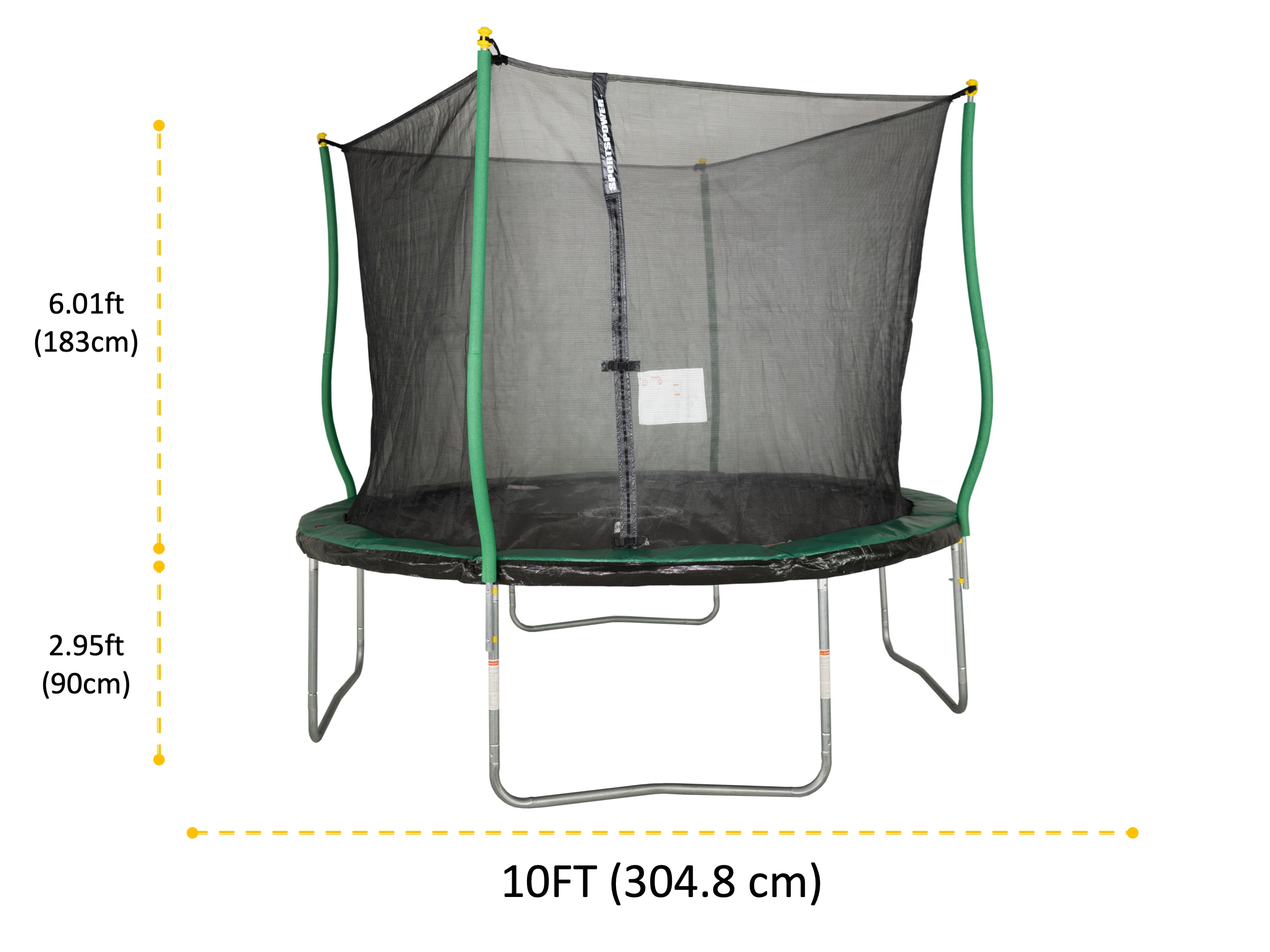 Bounce Pro 10' Trampoline, Flash Light Zone, Classic Safety Enclosure, Green/Black - image 2 of 9