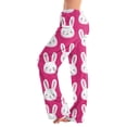 thumbnail image 2 of Easter Pajamas Women Drawstring Wide Leg Casual Pjs Funny Bunny Print Comfy Stretch Waist Pants (Hot Pink,L), 2 of 7