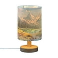 thumbnail image 2 of Beautiful Landscape River Mountain Bedside Table Lamp LED Warm Lights with USB Charging Port Retro Cylinder Desk Lamps for Bedroom Living Room Office Coffee Bar Decoration, 2 of 7