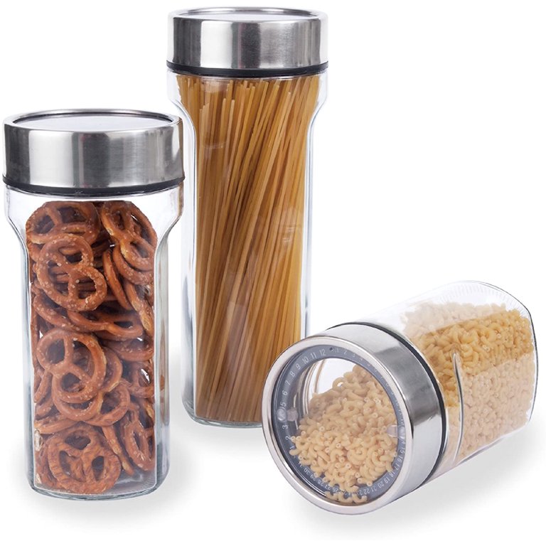 Glass food storage containers set - stainless steel lid