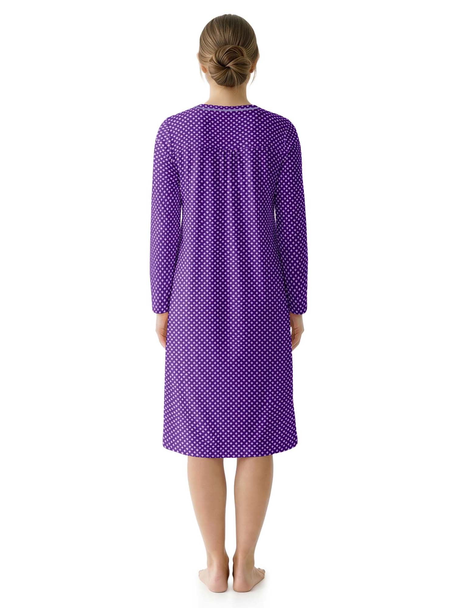 Aria Women’s Long Sleeve Stretch Velour 44" Sleepwear Nightgown, Sizes XS-5X