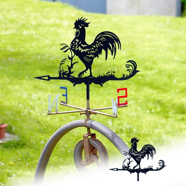 Xihbxyly Veleta de Gallo, Diseño de Hierro Forjado, Indicador de Dirección Del Viento, Decoración Duradera para Jardín Exterior, Instalación En Techo o Granja, Resistente a La Intemperie, Fácil de In
