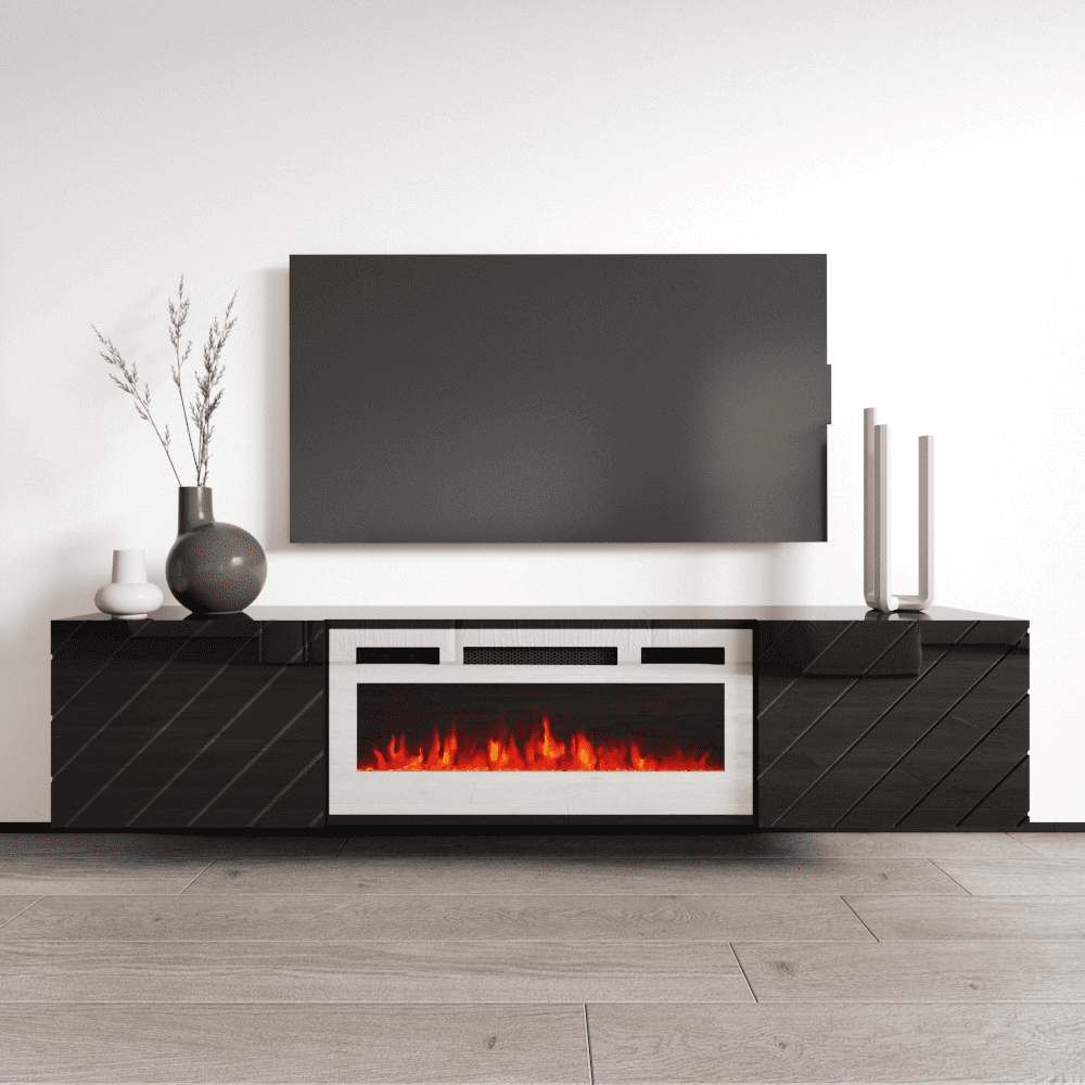 Luxe WH-EF Floating Fireplace TV Stand for TVs up to 80", Modern High ...
